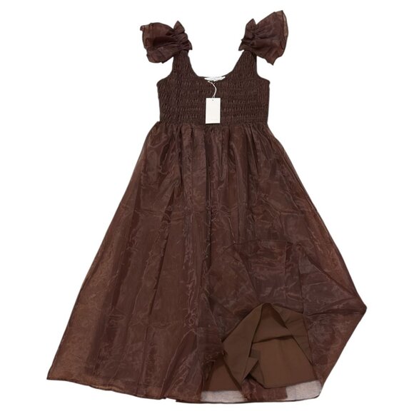 Sofie The Label Brown Taffeta Ruffle Midi Dress Size S Whimsigoth Fairycore - Picture 4 of 9
